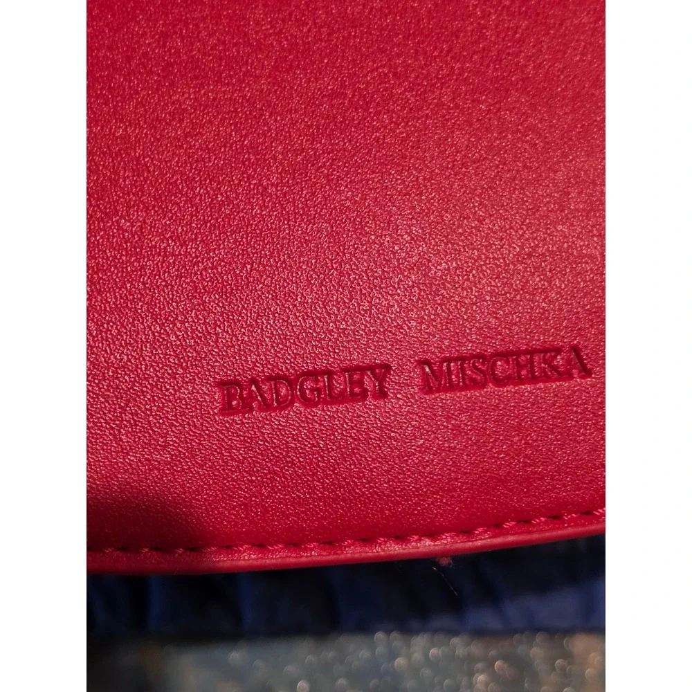 Badgley Mischka Red Vegan Leather Saddle Bag Letter Lock Crossbody BMH-303 NEW